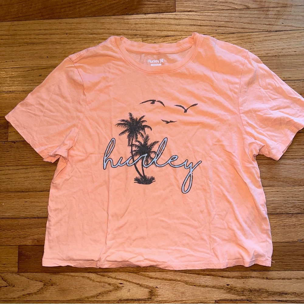 Hurley T-Shirt Women Orange Hurley Logo Cropped Cotton